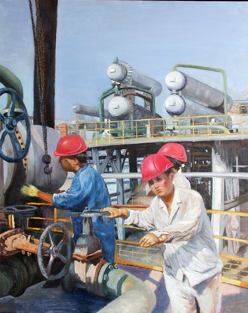 赞美石油工人绘画作品图片
